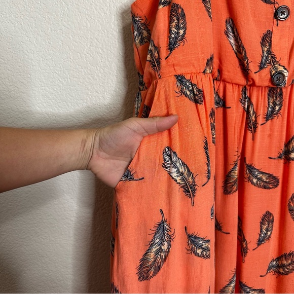 Torrid Cross Hatch Pinafore Feather Coral Midi Dress, Size 2X - Picture 6 of 12